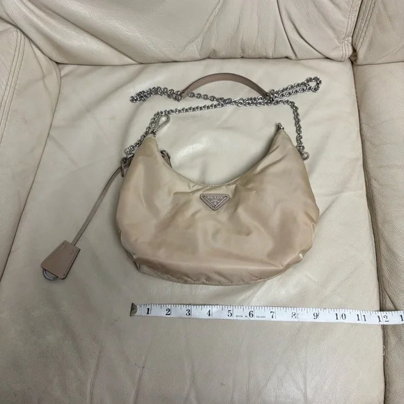 PRADA Re Edition Nylon 2006 Tessuto Beige Small Crescent Moon Bag - Picture 3 of 15